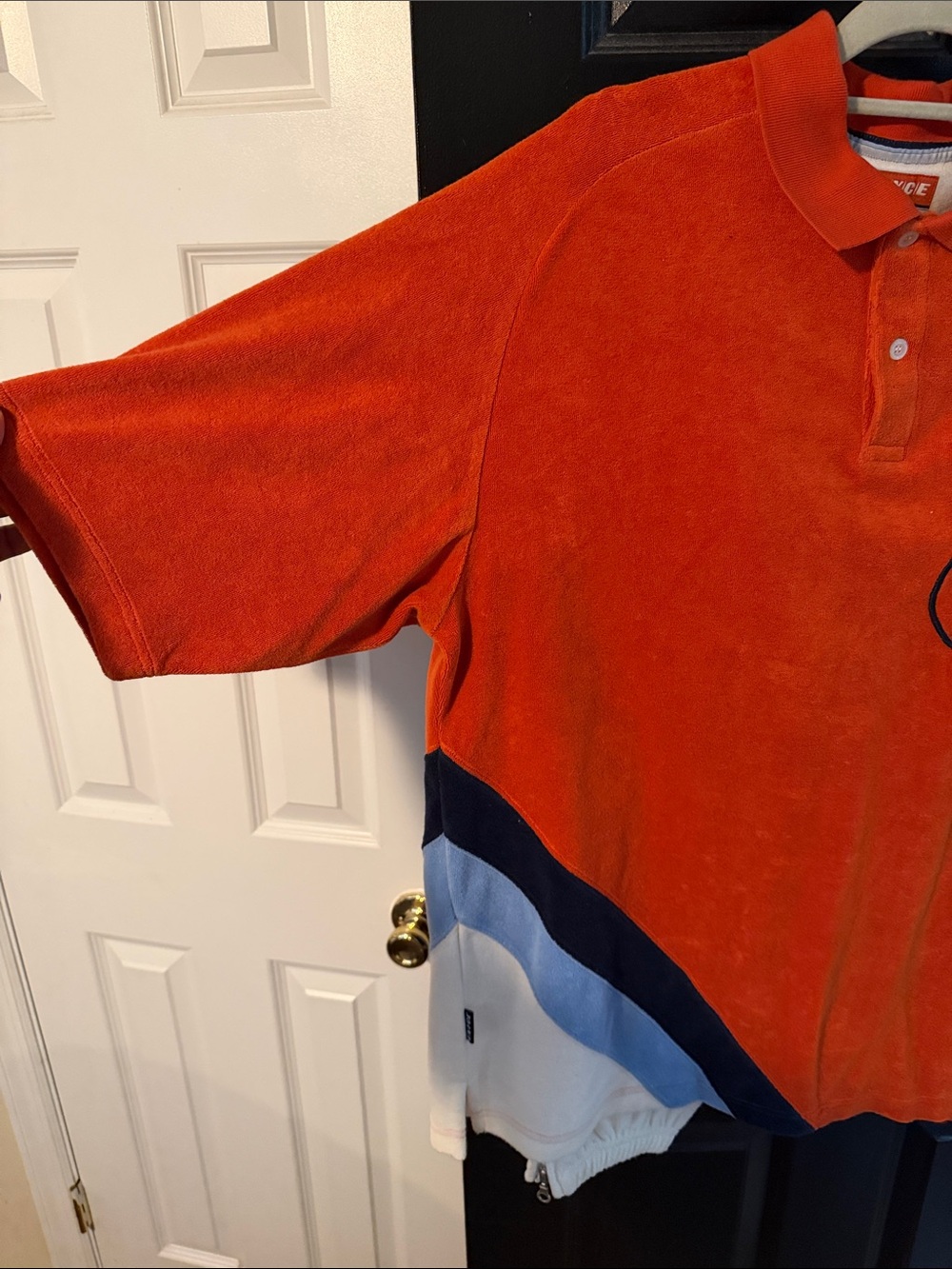 Enyce Men's Orange, White & Navy Colorblock Polo - Picture 3 of 9